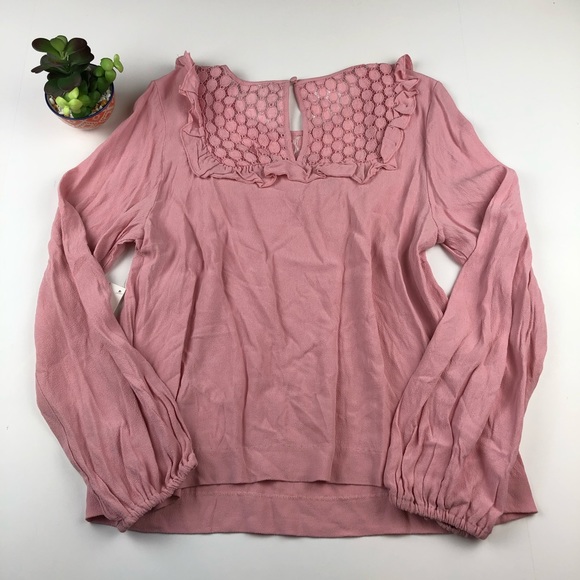 KENSIE Pink Lace Ruffled Dressy Blouse NWT - Picture 4 of 8